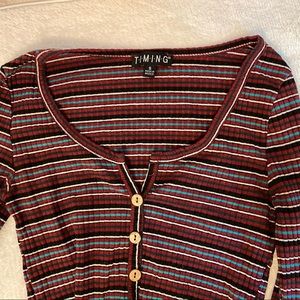 Striped Timing cropped long sleeve